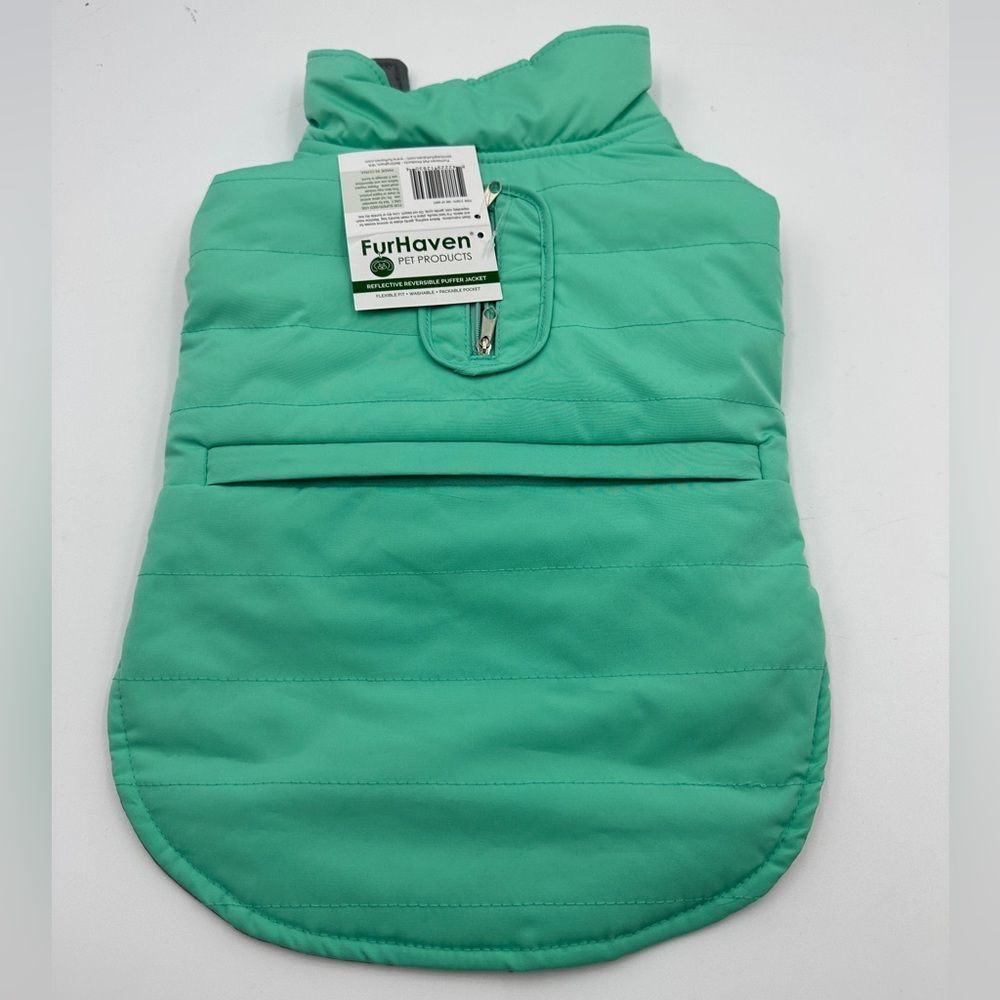 NWT!! Furhaven Reversible Reflective Puffer Jacket, Washable, Mint, Small